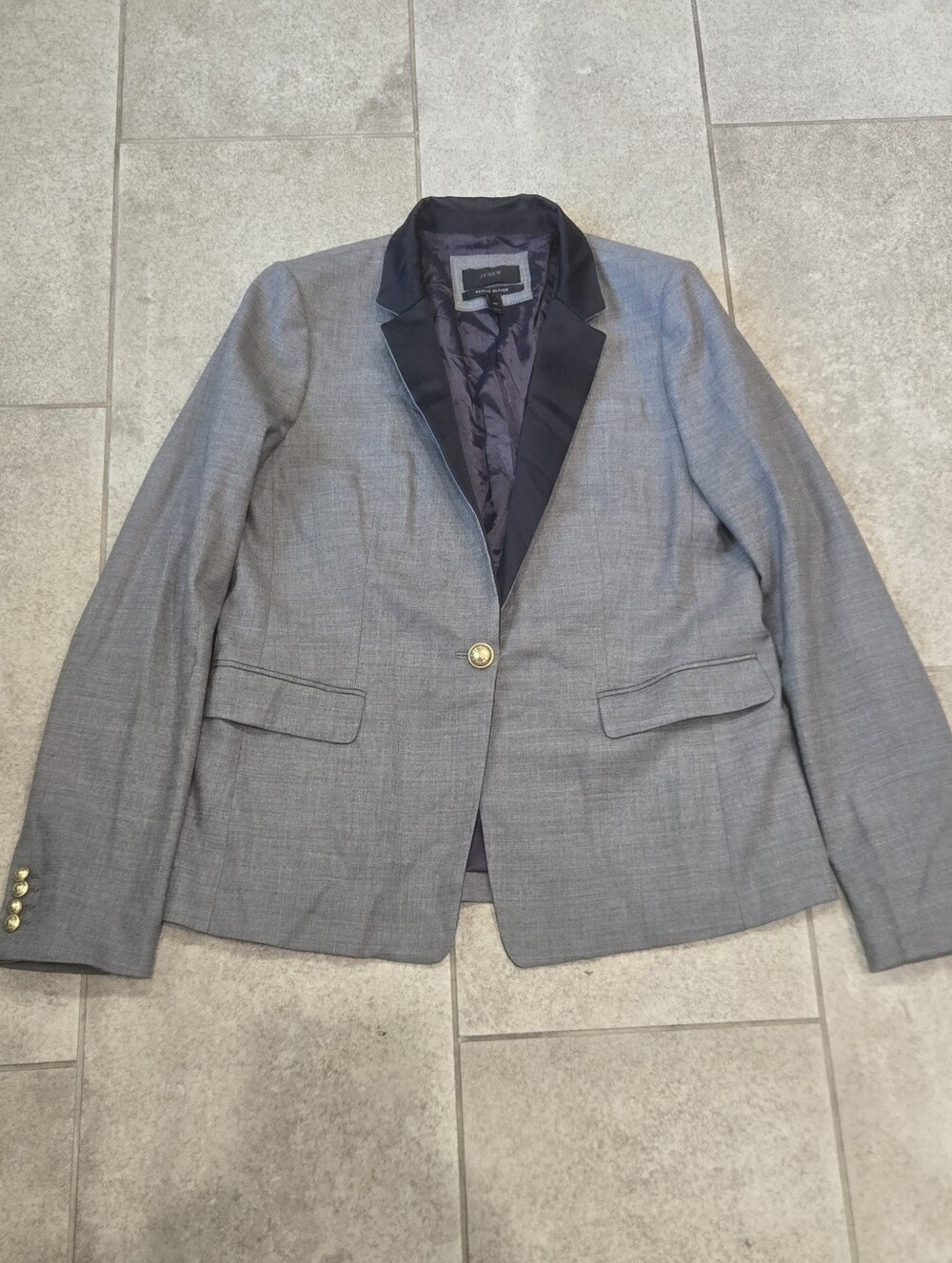 J Crew Regent Blazer Wool size 14T Grey Plaid Casual Classic Preppy